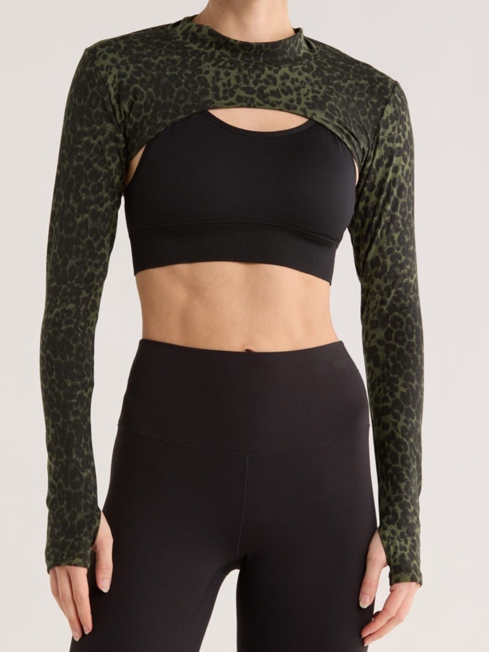 Maje Tahiti Bolero Top Leopard Kaki Small Medium